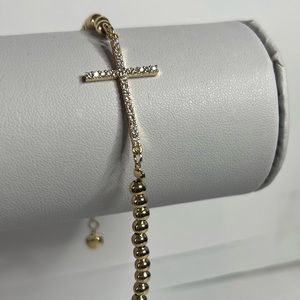 14k goldfilled cross bead bracelet
